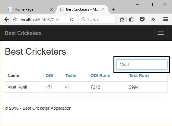 Filtered Records in MVC